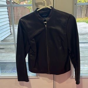REAL leather ANN TAYLOR brown jacket